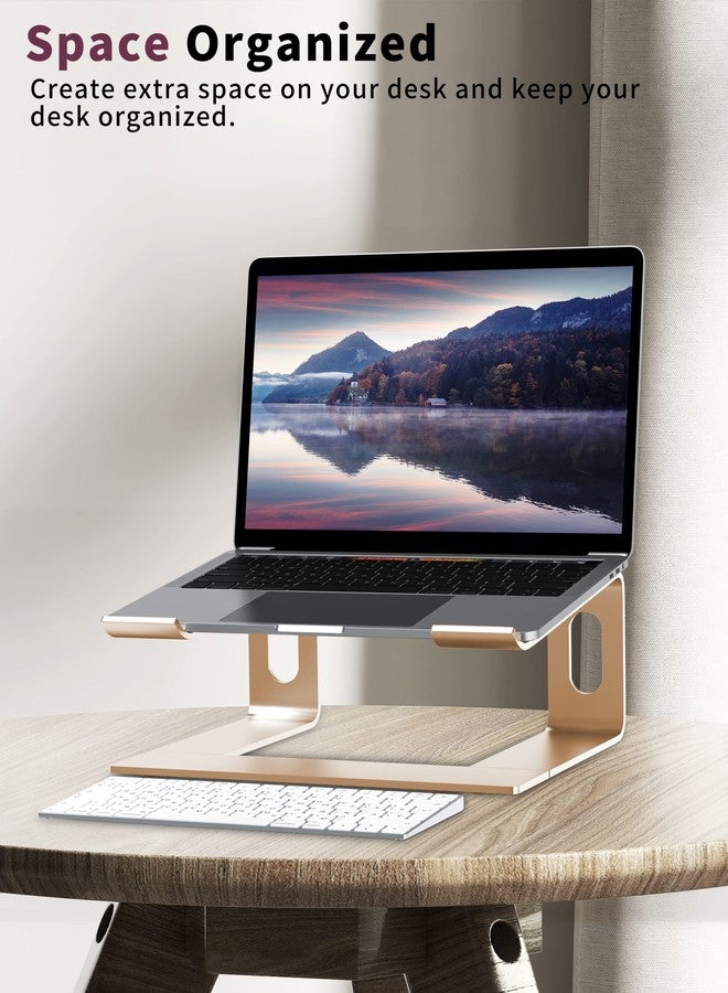ALASHI Laptop Stand for Desk, Aluminum Computer Riser, Ergonomic Notebook Holder, Detachable Metal Laptops Elevator, PC Cooling Mount Support 10 to 15.6 Inches Notebook, Gold - Image 2